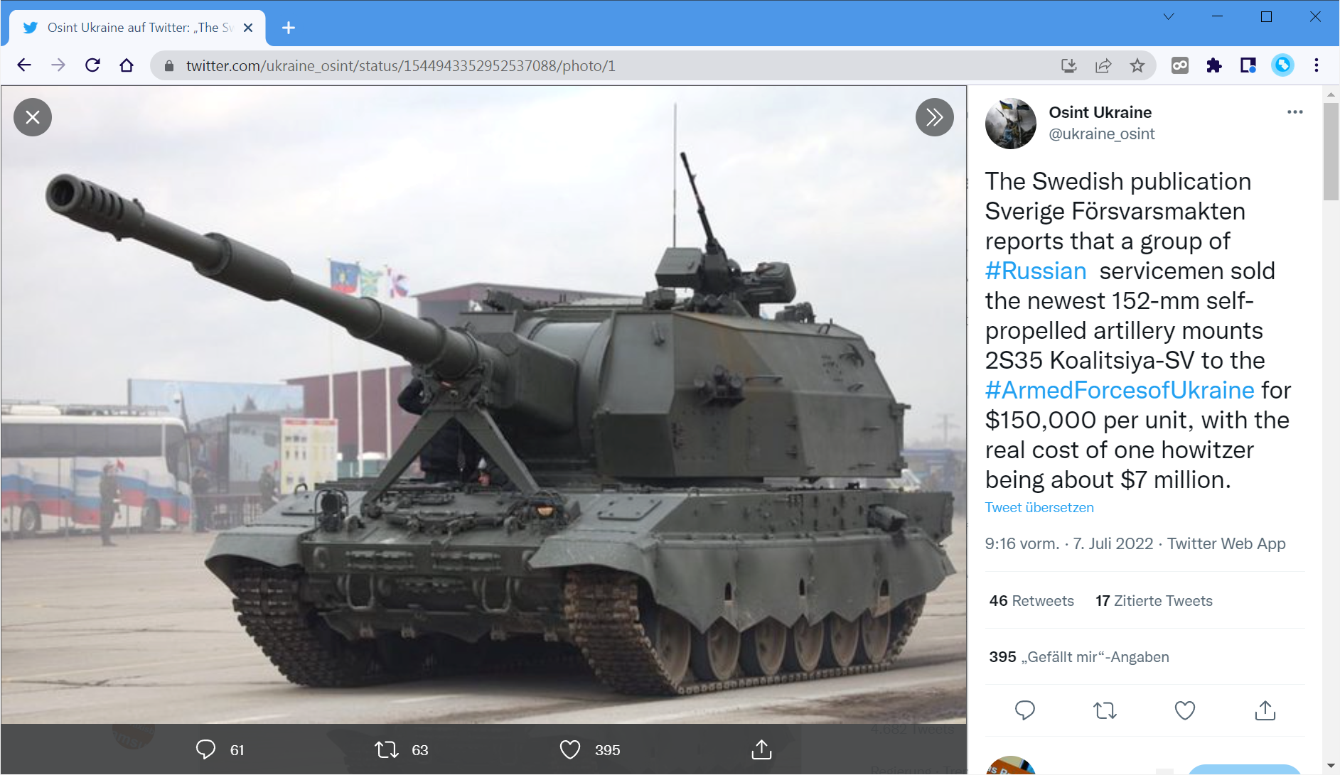 152-mm-Artilleriegeschütz
2S35 Koalitsiya-SV