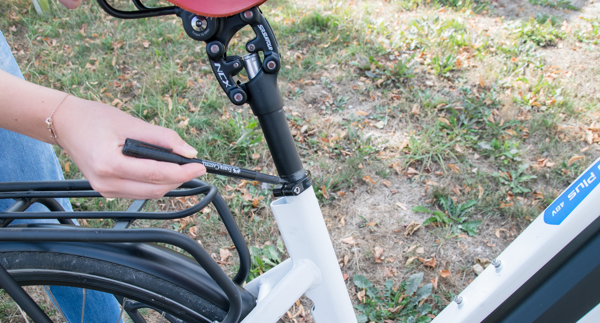 Die Markierung des Eintauchpunkts der Sattelstütze in das Sattelrohr