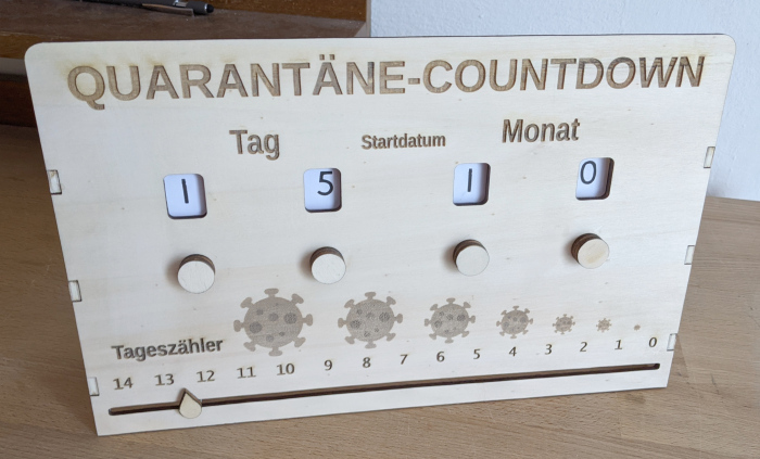 Quarantäne‑Countdown – Datumsdrehscheiben